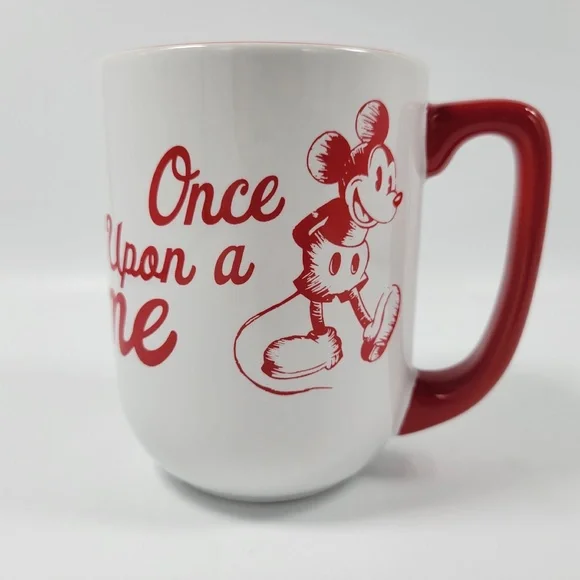 Disney Parks‎ Minnie Mickey Mouse Once Upon A Time Red White Sketch Coffee Mug - Picture 5 of 8
